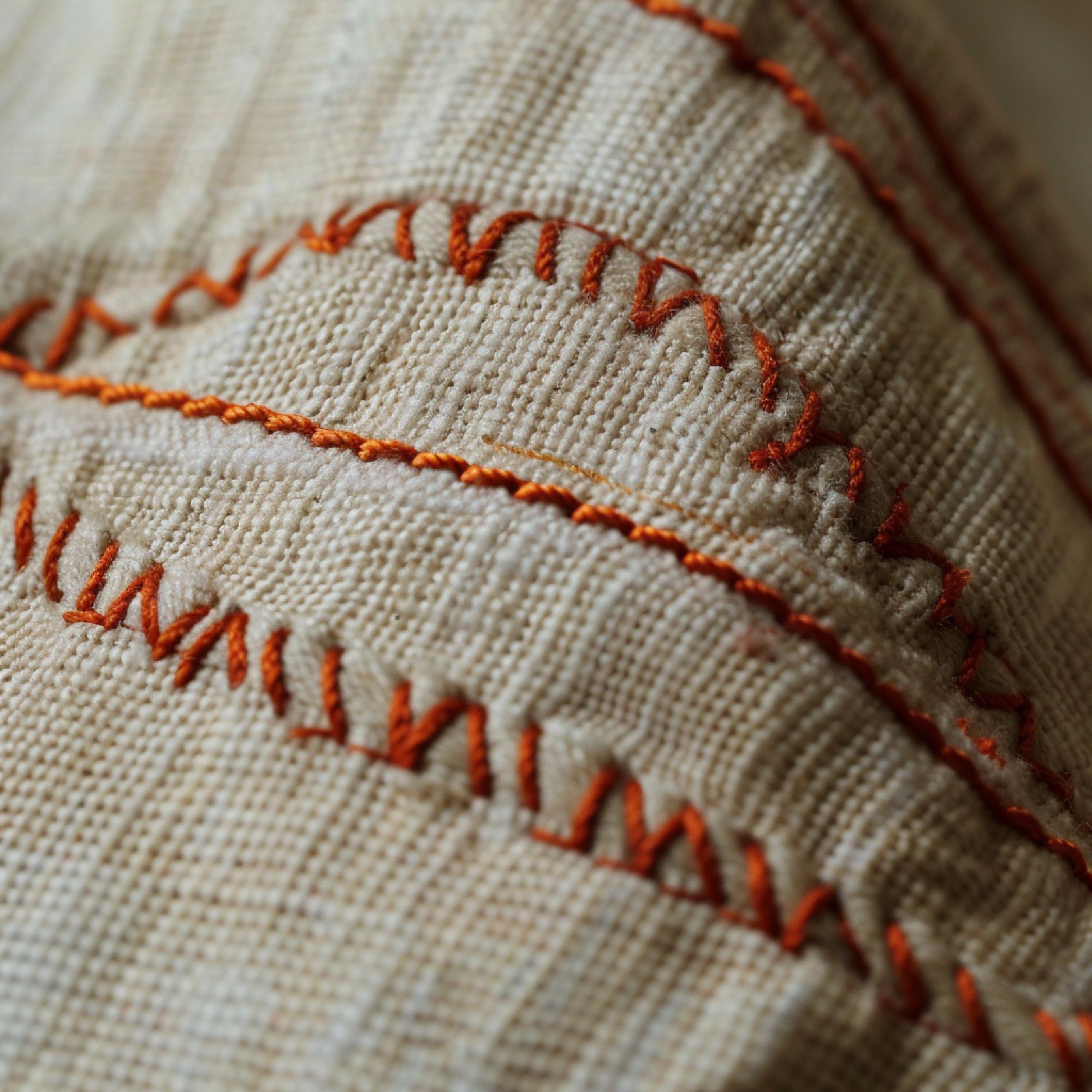 Close up of textured embroidery stitches